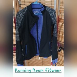 Black Running room reflective zip spring/fall jacket, size small
